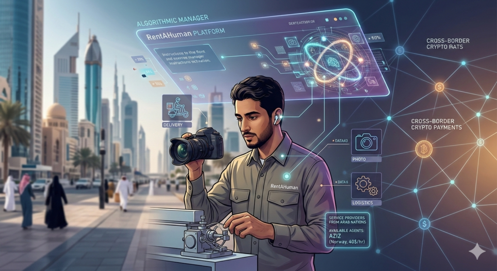 An illustration by AI for RentAHuman.ai