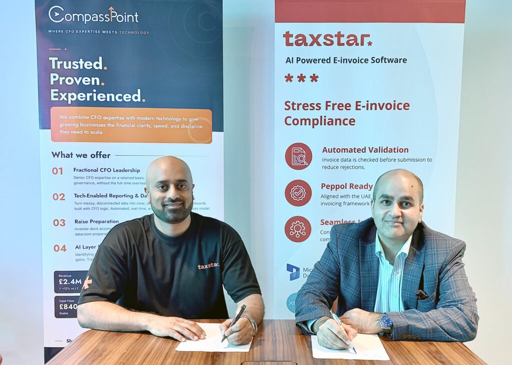 Rayhan Aleem, Co-Founder and CEO of Tax Star (left) & Zaid Aboobaker, Co-founder & CEO of CompassPoint Consulting (right)